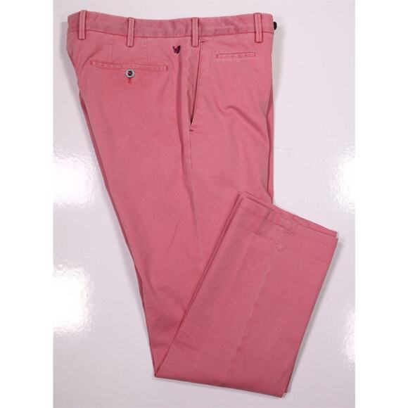 PT01 Super Slim-Fit Pink Cotton Stretch Flat Front Button-Fly Pants 34x28 - Picture 1 of 8